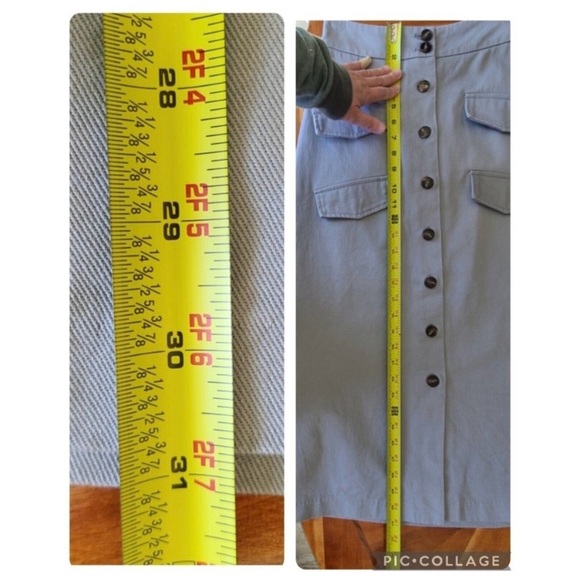 Mare Mare x Anthropologie Midi Utility Skirt XS Gray High Waist Button Down - Picture 6 of 6